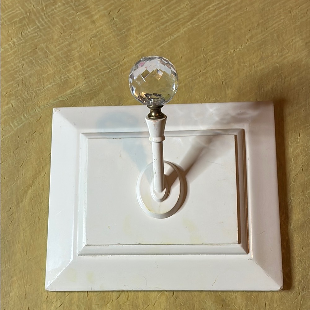 Elegant White Wall Hook with Crystal Knob